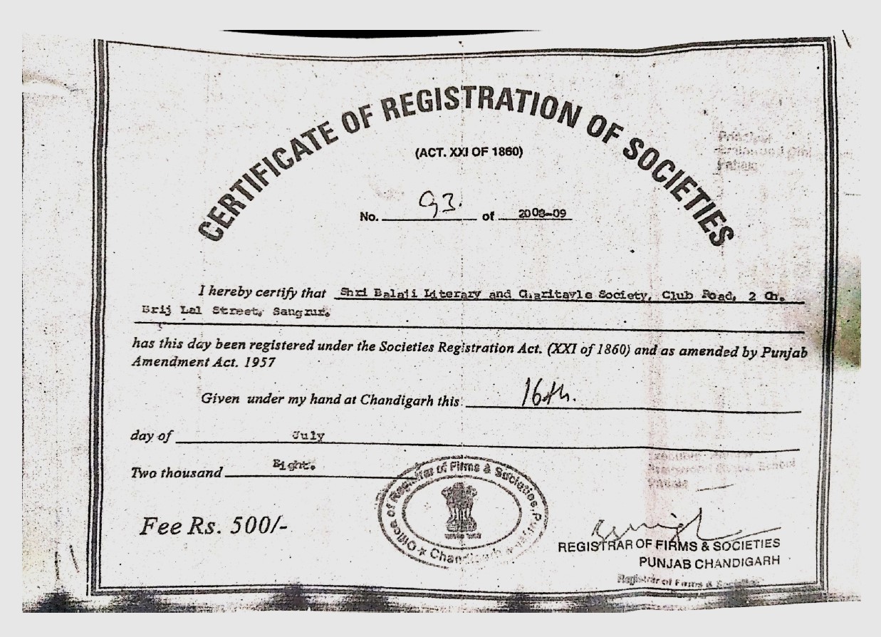 Society Registration Certificate
